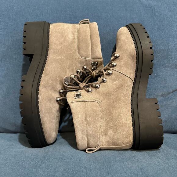 NEW Marc Fisher LTD Grey Suede Leather Nairy Hiking Boots, Sz 9.5M (JJ) - Picture 6 of 11